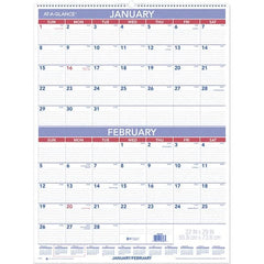 AT-A-GLANCE - 6 Sheet, 22 x 29", Wall Calendar - Blue & White - Makers Industrial Supply