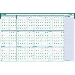 House of Doolittle - 1 Sheet, 24 x 37", Erasable Wall Calendar - White & Teal - Makers Industrial Supply