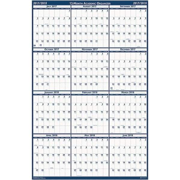 House of Doolittle - 1 Sheet, 24 x 37", Erasable Wall Calendar - Blue & Gray - Makers Industrial Supply