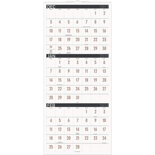 AT-A-GLANCE - 8 Sheet, 12 x 27", Wall Calendar - Makers Industrial Supply