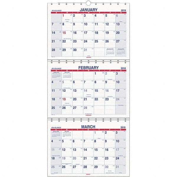 AT-A-GLANCE - 8 Sheet, 12 x 16-1/2", Wall Calendar - Makers Industrial Supply