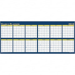 House of Doolittle - 1 Sheet, 60 x 26", Erasable Wall Planner - Yellow & Blue - Makers Industrial Supply