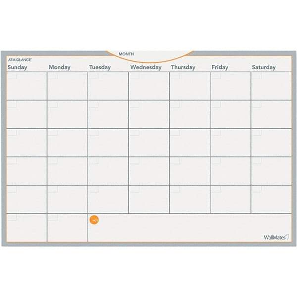 AT-A-GLANCE - 12 Sheet, 18 x 12", Erasable Wall Calendar - Gray, White & Orange - Makers Industrial Supply