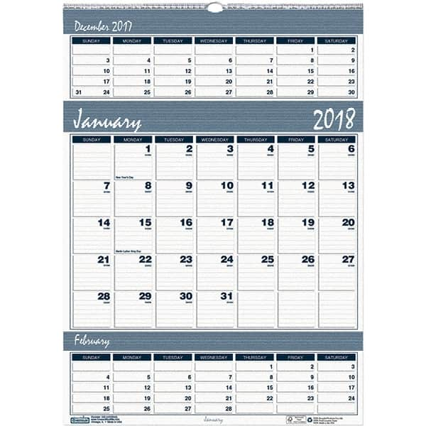 House of Doolittle - 12 Sheet, 12 x 17", Wall Calendar - Blue & Gray - Makers Industrial Supply