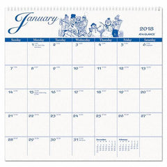 AT-A-GLANCE - 12 Sheet, 12 x 11-3/4", Wall Calendar - White - Makers Industrial Supply