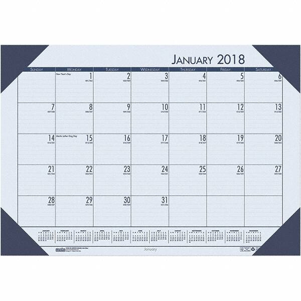 House of Doolittle - 12 Sheet, 22 x 17", Desk Pad Calendar - Ocean Blue - Makers Industrial Supply