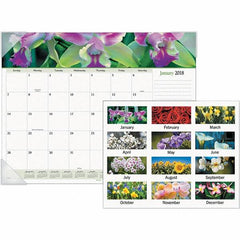 AT-A-GLANCE - 12 Sheet, 22 x 17", Desk Pad Calendar - Floral - Makers Industrial Supply