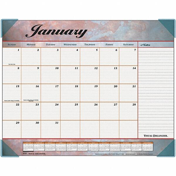 AT-A-GLANCE - 12 Sheet, 22 x 17", Desk Pad Calendar - Marble Burgundy - Makers Industrial Supply