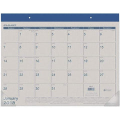 AT-A-GLANCE - 12 Sheet, 22 x 17", Desk Pad Calendar - Blue - Makers Industrial Supply