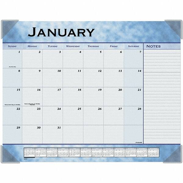 AT-A-GLANCE - 12 Sheet, 22 x 17", Desk Pad Calendar - Slate Blue - Makers Industrial Supply