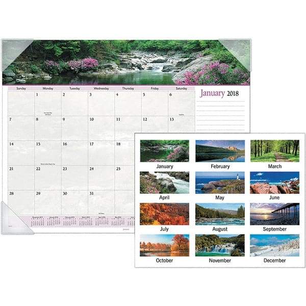 AT-A-GLANCE - 12 Sheet, 22 x 17", Desk Pad Calendar - Landscapes - Makers Industrial Supply