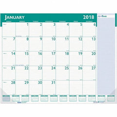 House of Doolittle - 12 Sheet, 22 x 17", Desk Pad Calendar - White & Teal - Makers Industrial Supply