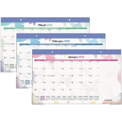 AT-A-GLANCE - 12 Sheet, 17-3/4 x 10-7/8", Desk Pad Calendar - Watercolors - Makers Industrial Supply