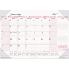 House of Doolittle - 12 Sheet, 18-1/2 x 13", Desk Pad Calendar - Pink & Gray - Makers Industrial Supply