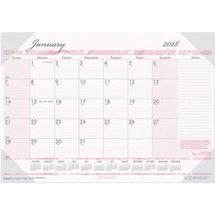 House of Doolittle - 12 Sheet, 22 x 17", Desk Pad Calendar - Pink & Gray - Makers Industrial Supply