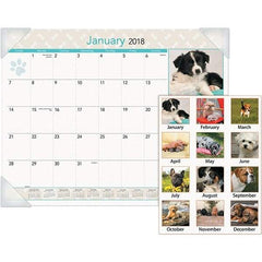 AT-A-GLANCE - 12 Sheet, 22 x 17", Desk Pad Calendar - Puppies - Makers Industrial Supply