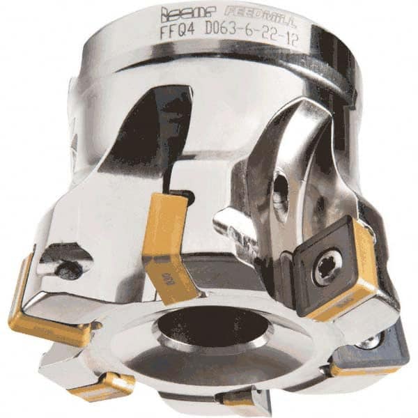 Indexable High-Feed Face Mills; Cutting Diameter (mm): 58; Cutting Diameter (Decimal Inch): 2.283; Minimum Cutting Diameter: 58 mm; Maximum Cutting Diameter: 80 mm; Maximum Depth of Cut (mm): 1.5; Maximum Depth of Cut (Decimal Inch): 0.059; Arbor Hole Dia