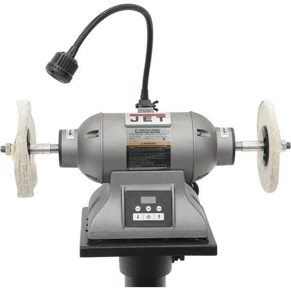 Jet - 8" Wheel Diam x 1/2" Wheel Width, 1 hp Buffer - 5/8" Arbor Hole Diam, 3 Phase, 3,600 Max RPM, 115 Volts - Makers Industrial Supply