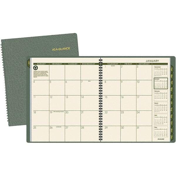 AT-A-GLANCE - 24 Sheet, 9 x 11", Monthly Planner - Green - Makers Industrial Supply