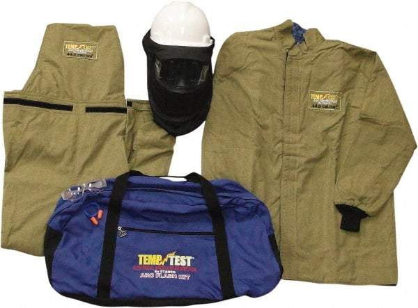 Stanco Safety Products - Size XL, 4 HRC, 11 oz Arc Flash Clothing Kit - 44 cal per Sq cm, Face Shield & Hard Hat Protection, 35" Coat & Bib Overalls, Includes Gear Bag - Makers Industrial Supply