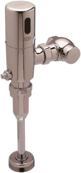 Zurn - 3/4" Spud Coupling, 1" Pipe, Urinal Automatic Flush Valve - Single Flush, 0.125 Gal per Flush, Chrome Cover, Powered by 4 AA Batteries - Makers Industrial Supply