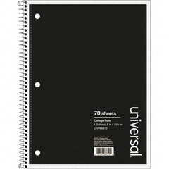 UNIVERSAL - 70 Sheet, 10-1/2 x 8", College Ruled Wire Bound Notebook - Black - Makers Industrial Supply