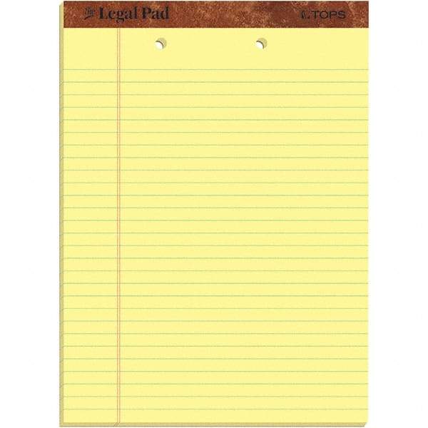 TOPS - 50 Sheet, 8-1/2 x 11-3/4", Legal/Wide (Style) Legal Pad - Canary - Makers Industrial Supply