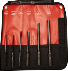 Mayhew - 6 Piece, 3 to 8mm, Pin & Pilot Punch Set - Hex Shank, Steel, Comes in Kit Bag - Makers Industrial Supply