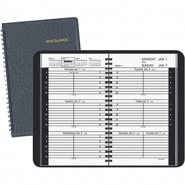 AT-A-GLANCE - 104 Sheet, 4-7/8 x 8", Weekly Appointment Book - Black - Makers Industrial Supply