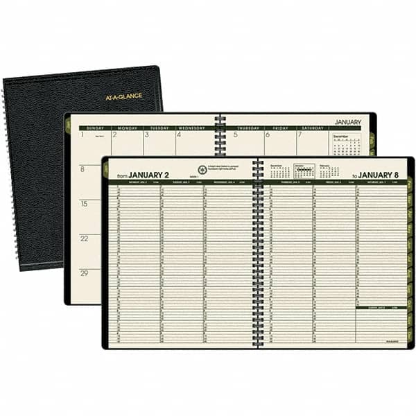 AT-A-GLANCE - 128 Sheet, 6-7/8 x 8", Weekly/Monthly Appointment Book - Black - Makers Industrial Supply