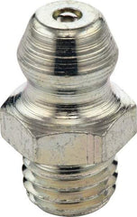 Umeta - Straight Head Angle, 1/4-28 SAE-LT Steel Standard Grease Fitting - 5/16" Hex, 0.5469" Overall Height, Zinc Plated Finish - Makers Industrial Supply