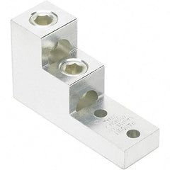 Panduit - 2 AWG Noninsulated Lug Connection Square Ring Terminal - 3/8" Stud, 4.91" OAL x 1-1/2" Wide, Tin Plated Aluminum Contact - Makers Industrial Supply