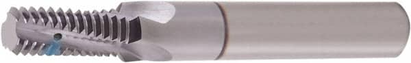 Vargus - 3/8-18 NPT, 0.439" Cutting Diam, 4 Flute, Solid Carbide Helical Flute Thread Mill - Internal/External Thread, 0.583" LOC, 2-7/8" OAL, 1/2" Shank Diam - Makers Industrial Supply