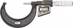 Starrett - 50.8 to 76 mm Range, 0.0001" Resolution, Standard Throat, Electronic Outside Micrometer - 0.0001" Accuracy, Friction Thimble, Micro Lapped Carbide Face, CR2450 Battery, Includes 3V Battery - Makers Industrial Supply