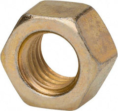 Made in USA - 7/16-20 UNF Steel Right Hand Hex Nut - 11/16" Across Flats, 3/8" High, Zinc Yellow Dichromate Finish - Makers Industrial Supply