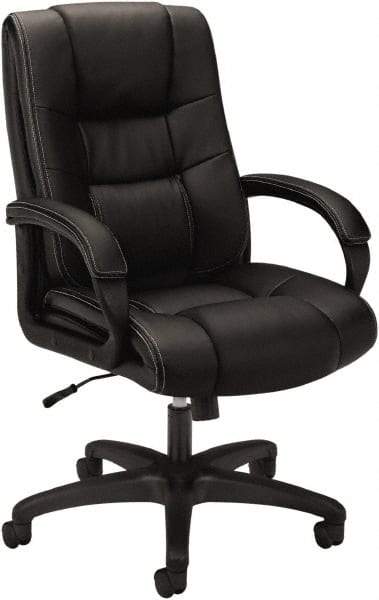 Basyx - 45-1/2" High Executive Chair - 28" Wide x 40" Deep, Vinyl Seat, Black - Makers Industrial Supply