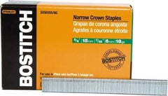 Stanley Bostitch - 5/8" Long x 7/32" Wide, 18 Gauge Narrow Crown Construction Staple - Steel, Chisel Point - Makers Industrial Supply