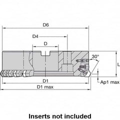 Kennametal - 12" Cut Diam, 2-1/2" Arbor Hole, 8mm Max Depth of Cut, 30° Indexable Chamfer & Angle Face Mill - 40 Inserts, HNGX 0905... Insert, Right Hand Cut, 40 Flutes, Series HexaCut - Makers Industrial Supply