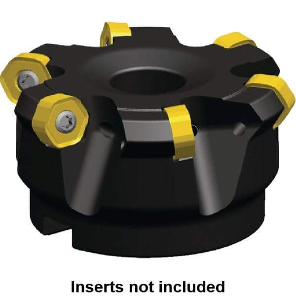 Kennametal - 46.13mm Cut Diam, 22mm Arbor Hole, 4.4mm Max Depth of Cut, 30° Indexable Chamfer & Angle Face Mill - 4 Inserts, HNGJ 0604... Insert, Right Hand Cut, 4 Flutes, Through Coolant, Series Dodeka Mini - Makers Industrial Supply