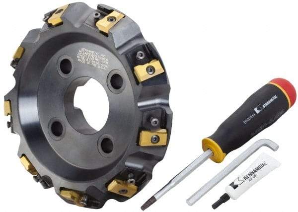 APT - Arbor Hole Connection, 0.485" Cutting Width, 1-7/8" Depth of Cut, 6" Cutter Diam, 1-1/2" Hole Diam, 12 Tooth Indexable Slotting Cutter - SM61 Toolholder, CTA 4 Insert, Neutral Cutting Direction - Makers Industrial Supply