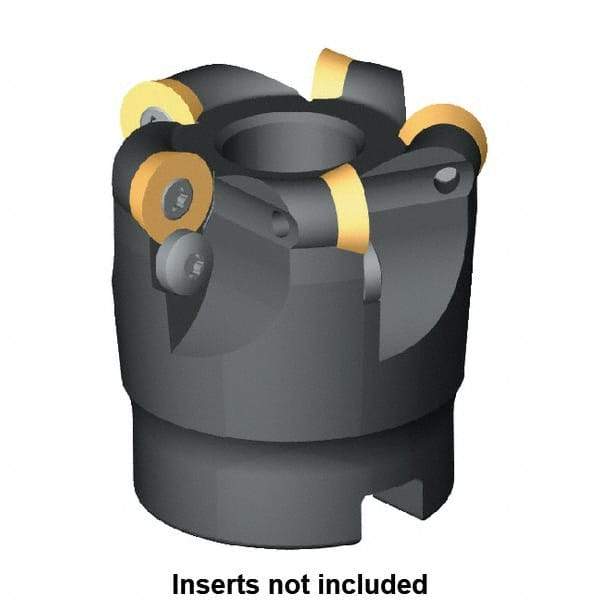 Kennametal - 40mm Cut Diam, 6mm Max Depth, 16mm Arbor Hole, 4 Inserts, RD.X 12T3... Insert Style, Indexable Copy Face Mill - 45mm High, Series KDM - Makers Industrial Supply