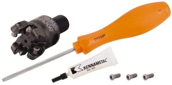 Kennametal - 1-1/2" Cutting Diam, 1-1/2" Max Depth of Cut, Modular Connection Indexable Copy End Mill - 3 Inserts, RP.T 43.. Insert, KSRM Toolholder, Through Coolant - Makers Industrial Supply