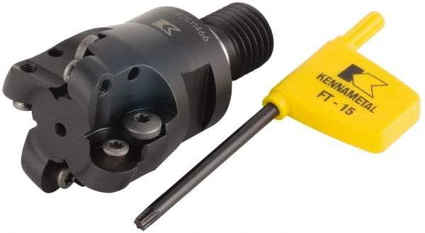 Kennametal - 38.1mm Cutting Diam, 1-1/2" Max Depth of Cut, Modular Connection Indexable Copy End Mill - 4 Inserts, RDHX 12T3M0S Insert, KDM Toolholder - Makers Industrial Supply