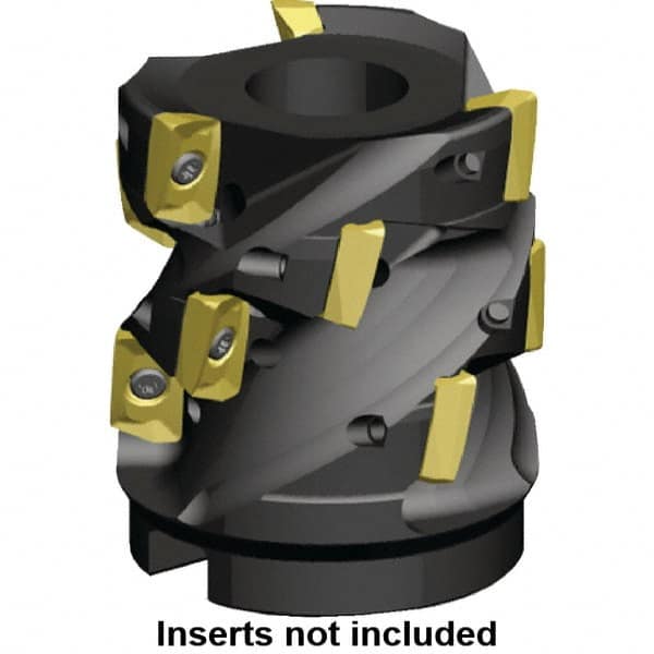 Kennametal - 15 Inserts, 50mm Cut Diam, 22mm Arbor Diam, 44.33mm Max Depth of Cut, Indexable Square-Shoulder Face Mill - 0/90° Lead Angle, 60mm High, ED.T 10T3.. Insert Compatibility, Through Coolant, Series Mill 1-10 - Makers Industrial Supply