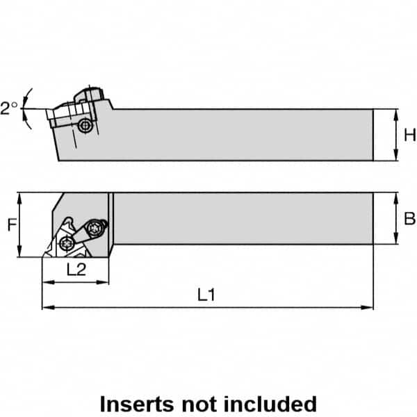 Kennametal - External Thread, Right Hand Cut, 32mm Shank Width x 32mm Shank Height Indexable Threading Toolholder - 170mm OAL, LT 22ER Insert Compatibility, LSS Toolholder, Series LT Threading - Makers Industrial Supply