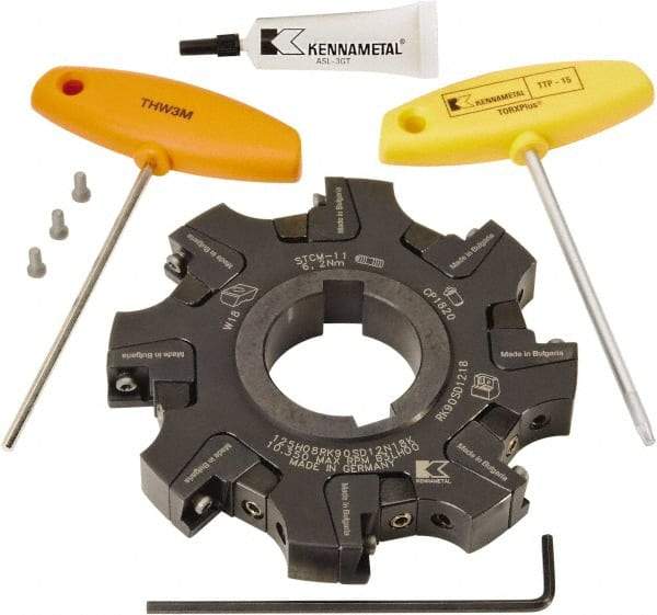 Kennametal - Arbor Hole Connection, 0.461" Cutting Width, 1.3386" Depth of Cut, 125mm Cutter Diam, 1.5748" Hole Diam, 8 Tooth Indexable Slotting Cutter - KSSM Toolholder, SD.T 1204.. Insert, Right Hand Cutting Direction - Makers Industrial Supply