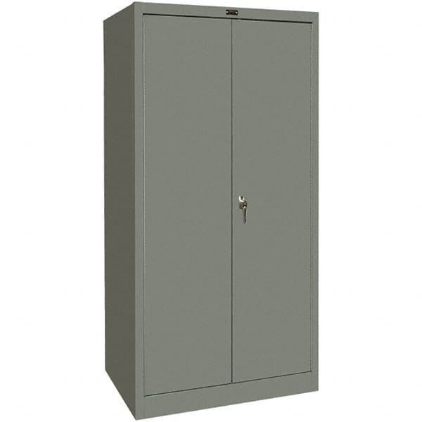 Hallowell - 4 Shelf Locking Storage Cabinet - Steel, 48" Wide x 18" Deep x 72" High, Gray - Makers Industrial Supply