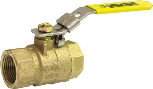 Milwaukee Valve - 1-1/4" Pipe, Large Port, Bronze Standard Ball Valve - 2 Piece, Threaded (NPT) Ends, Locking Lever Handle, 125 WOG, 150 WSP - Makers Industrial Supply