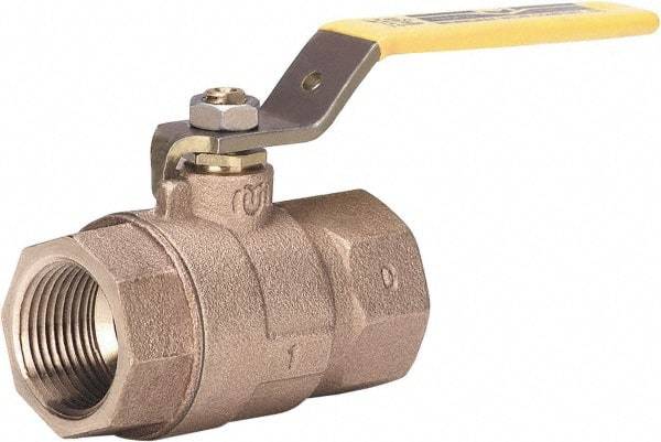 Milwaukee Valve - 2" Pipe, Large Port, Bronze Standard Ball Valve - 2 Piece, Threaded (NPT) Ends, Lever Handle, 600 WOG, 150 WSP - Makers Industrial Supply