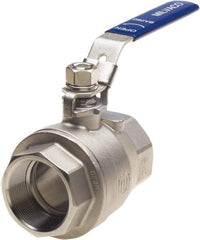 Milwaukee Valve - 2" Pipe, Full Port, Stainless Steel Standard Ball Valve - 2 Piece, Threaded (NPT) Ends, Locking Lever Handle, 1,000 WOG, 150 WSP - Makers Industrial Supply